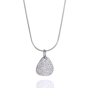 Little Rose Petal & Stars Pendant – Vitt guld, 42 cm
