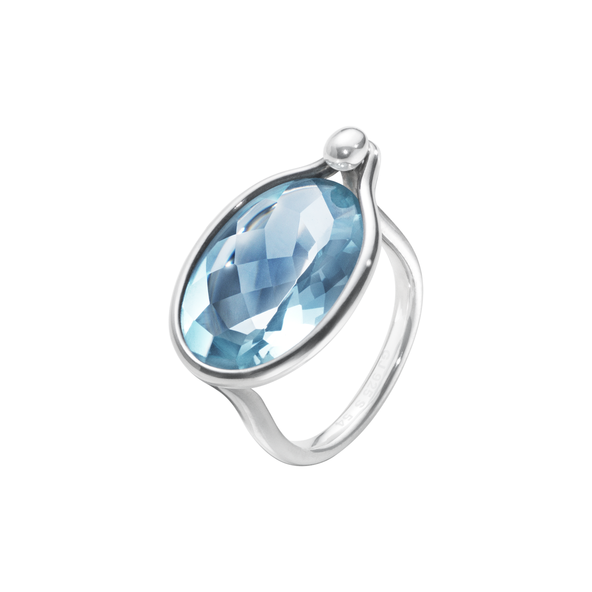 Savannah Ring – Sterlingsilver med Blå Topas, Stor