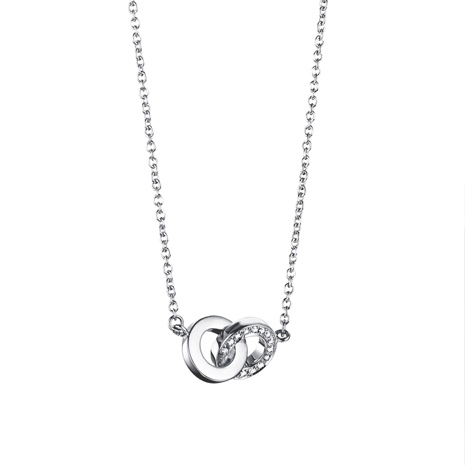 You & Me Necklace – Vitt guld, 42/45 cm