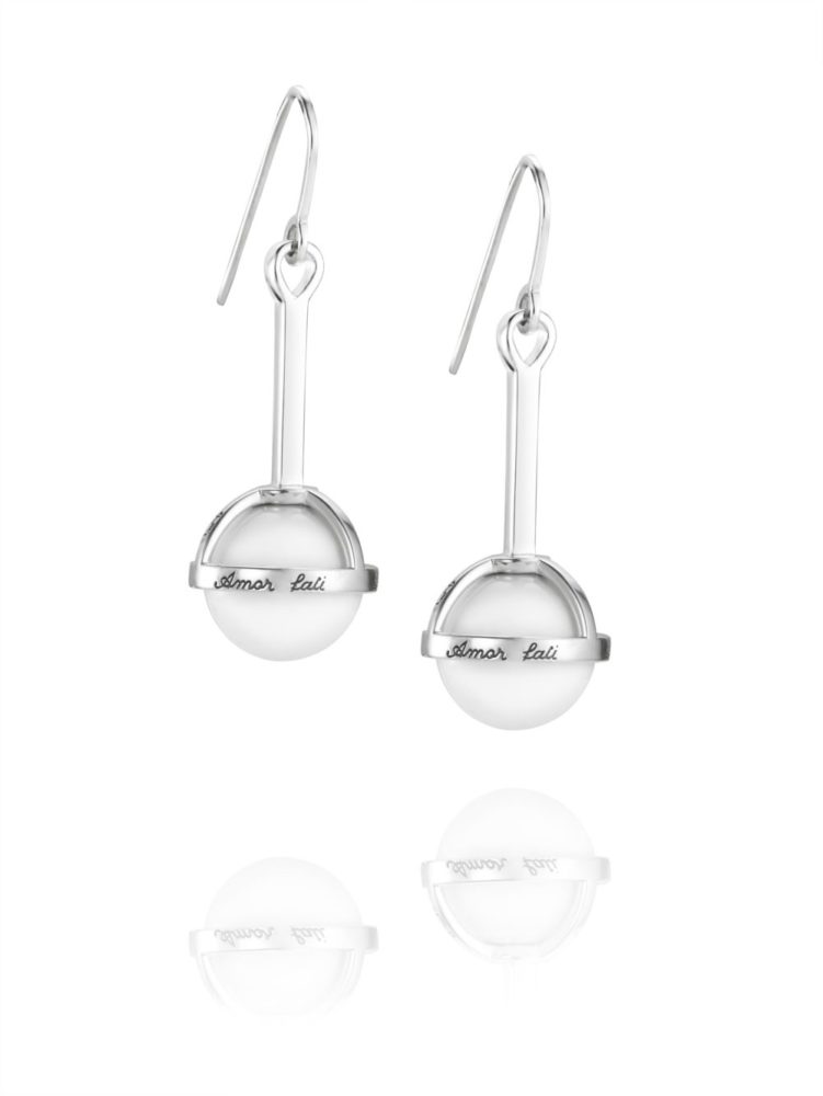 Amor Fati Globe Earrings White Agate