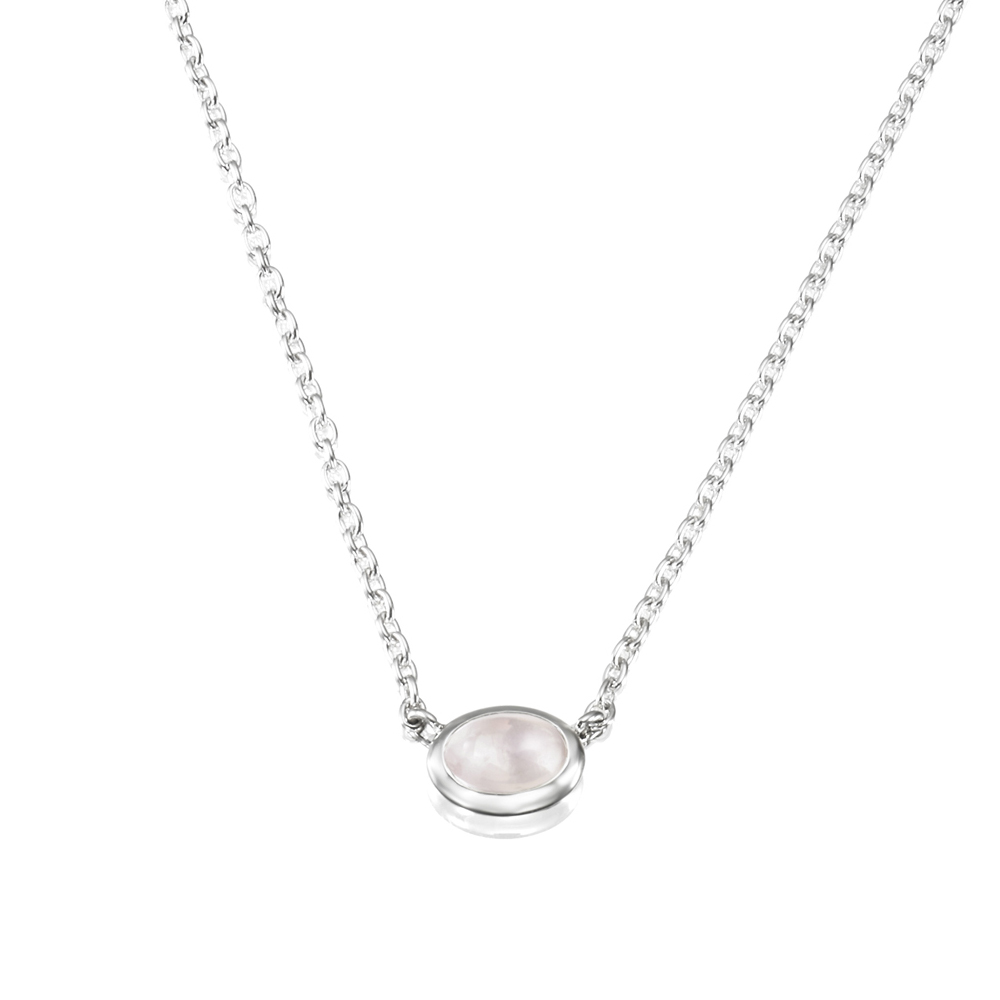 Love Bead Necklace Silver Rose Quartz