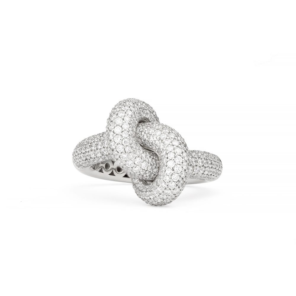 Absolutely Loose Knot Vitguld Pavé