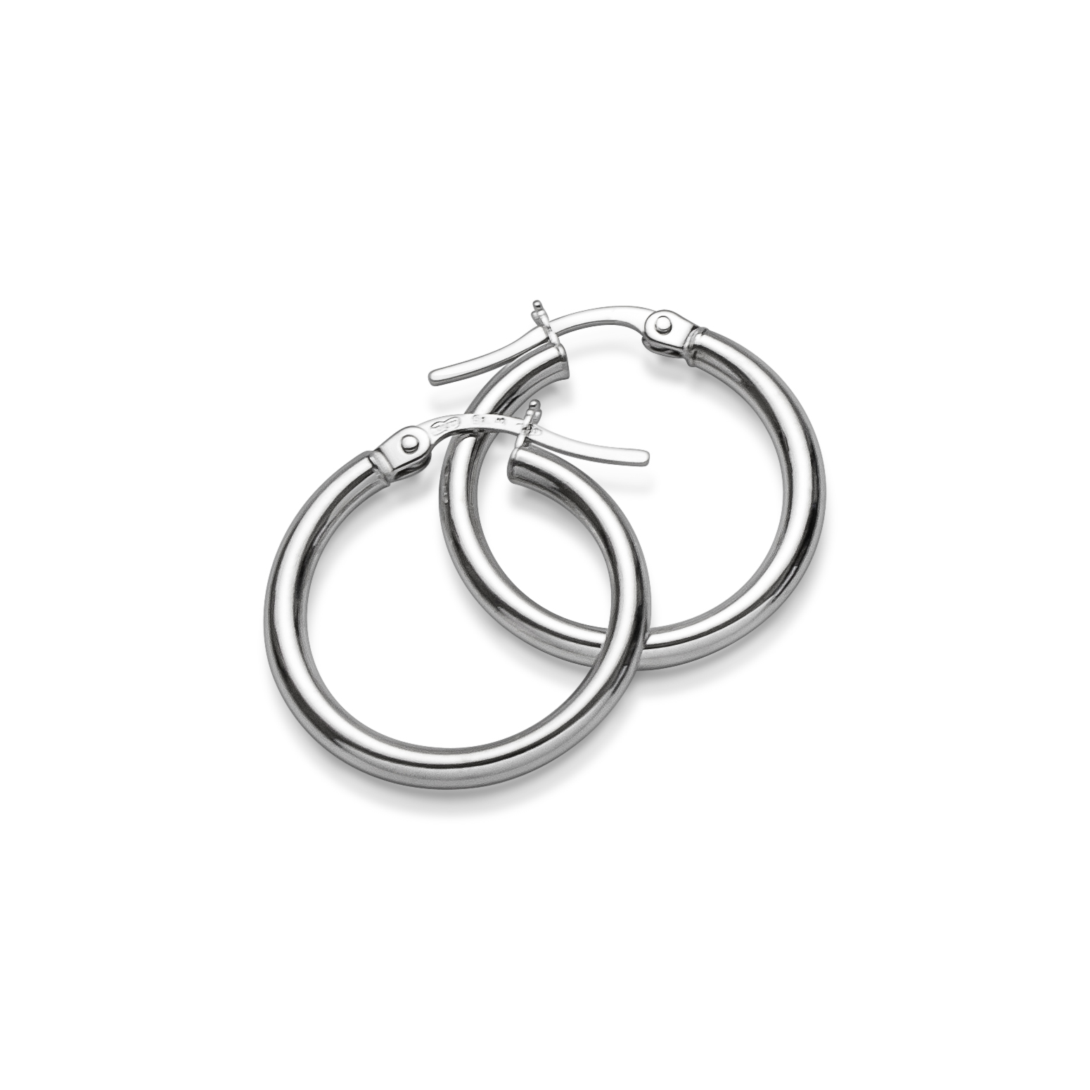 Guldörhängen 18k vitguld creol 15mm