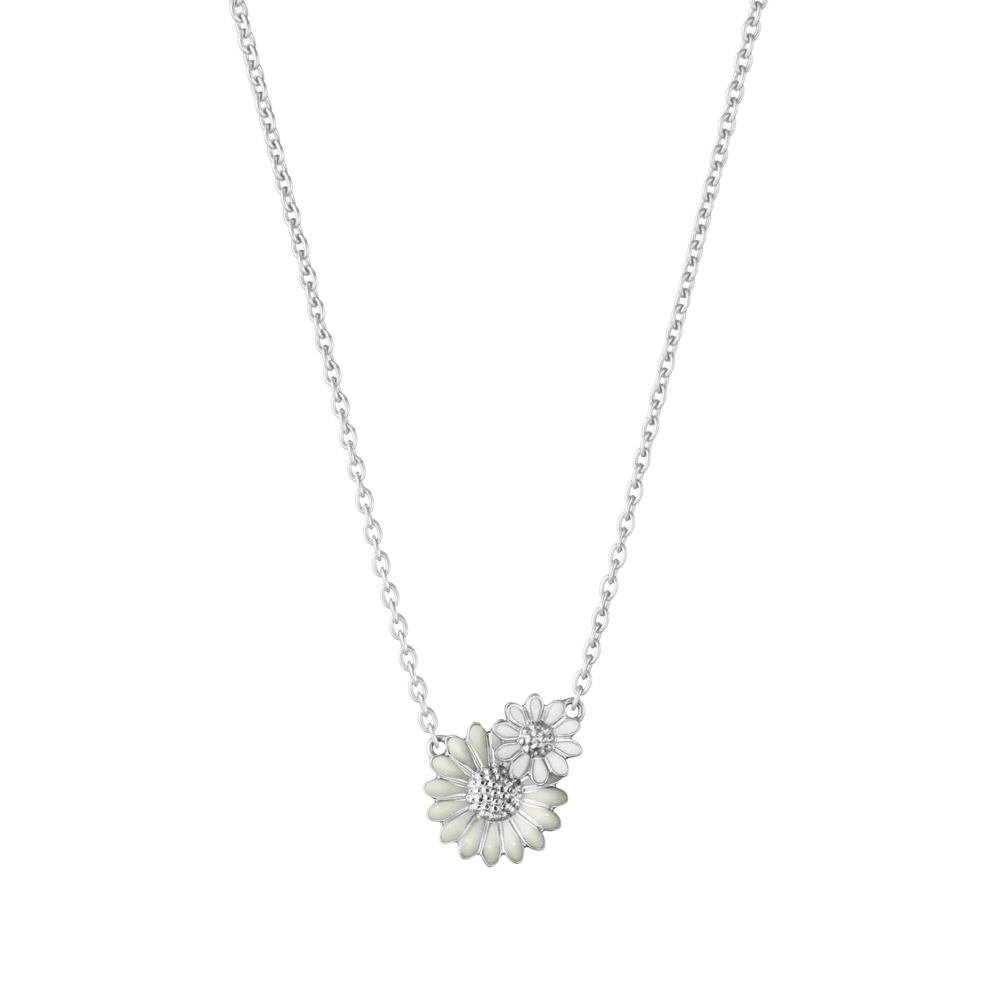 Daisy Layered Pendant Silver White