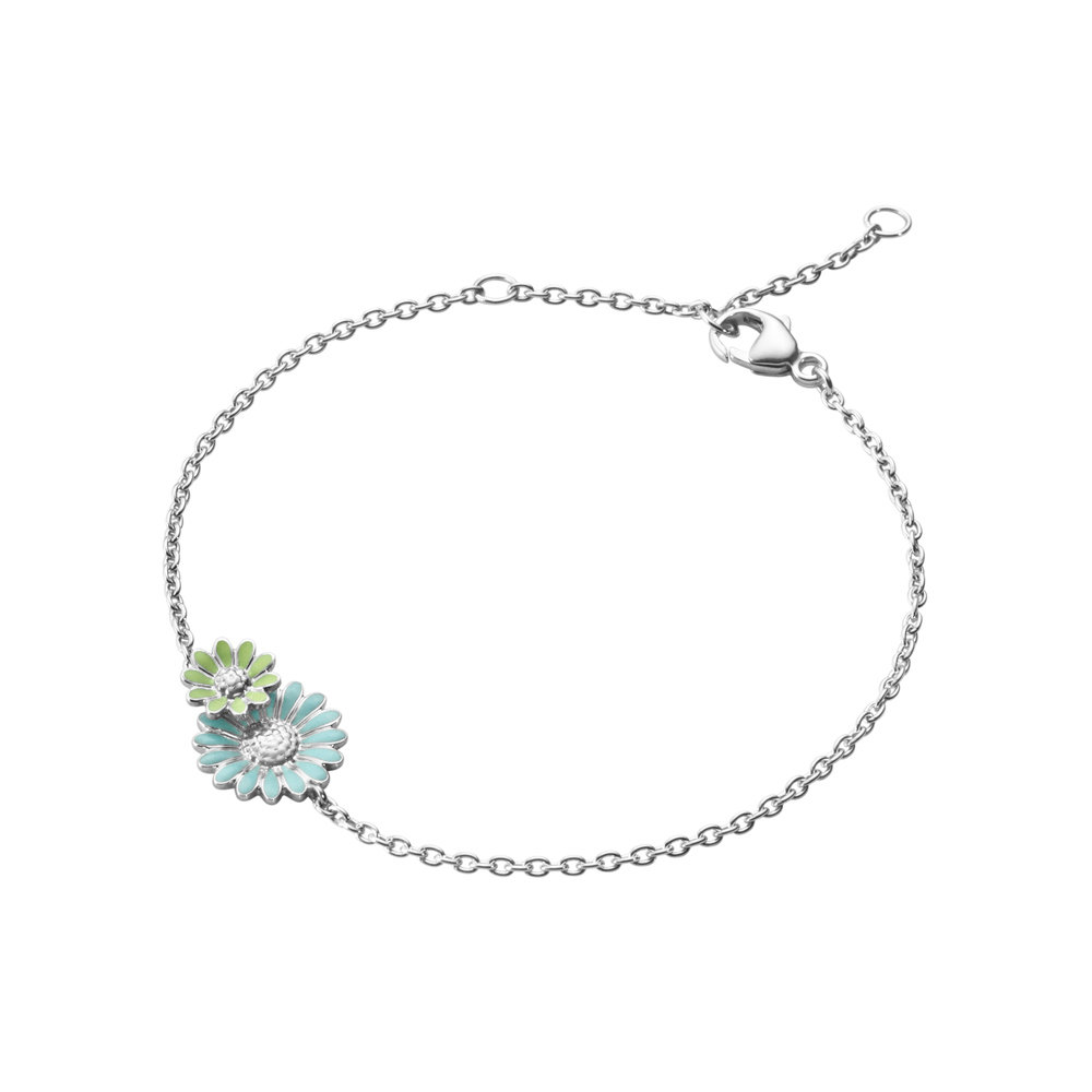 Daisy Layered Bracelet Silver Blue/Green