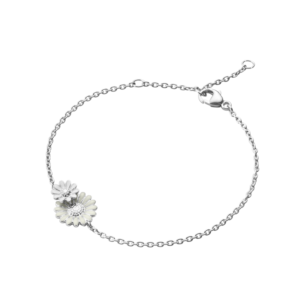 Daisy Layered Bracelet Silver White