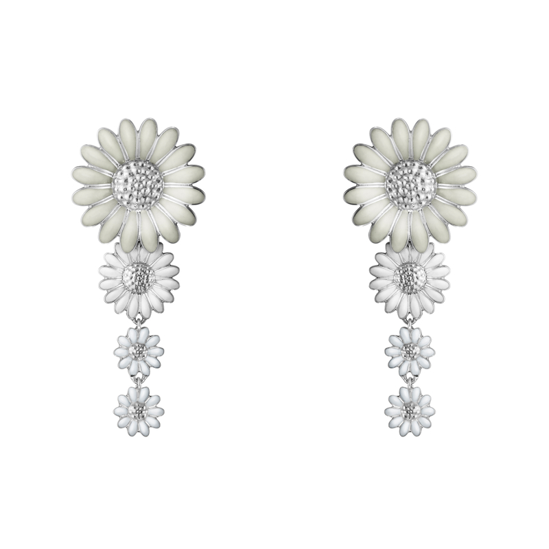 Daisy Medium Earrings Silver White