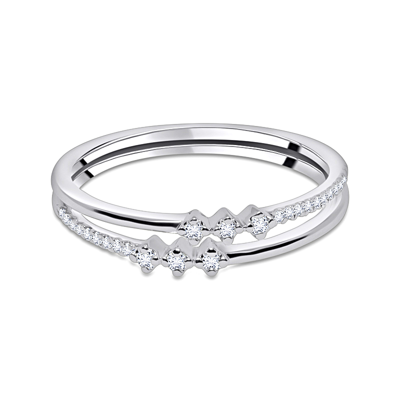 Petit Two Row Diamond Ring White Gold