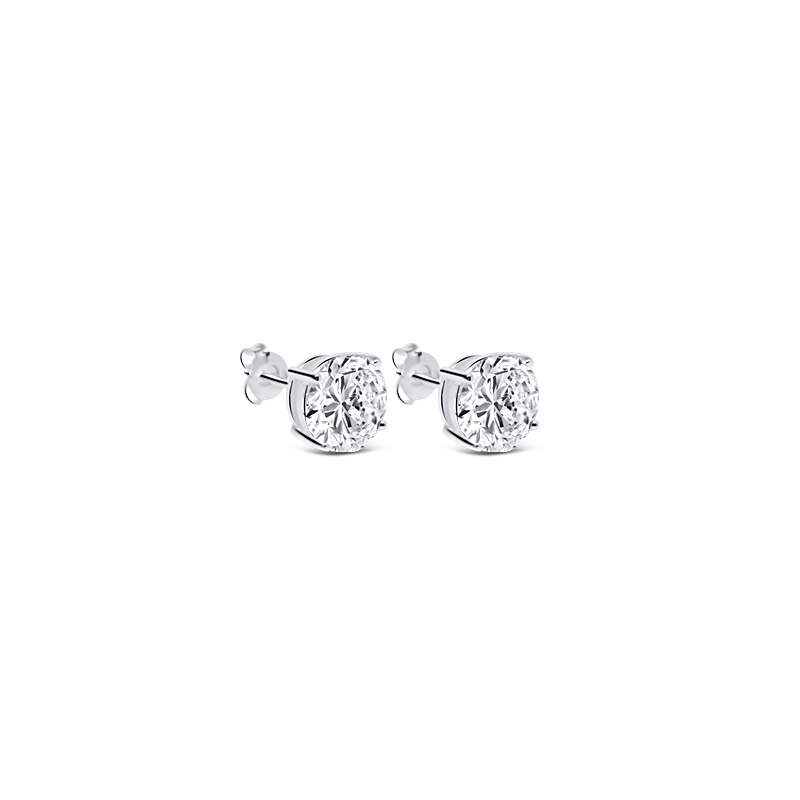 Silverörhängen m. vit cubic zirkonia 8mm