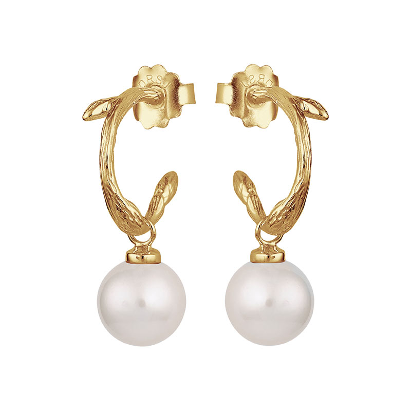 Branch Pearl Hoops Gold