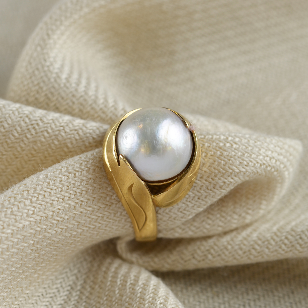 Guldring pärla 18k