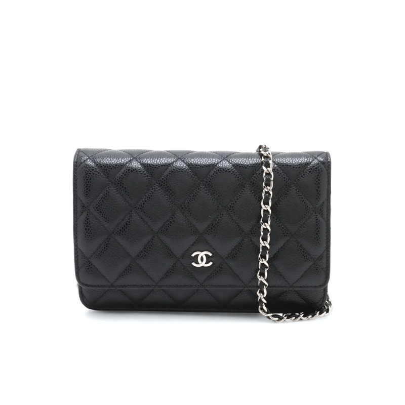 Chanel Matelasse Wallet On Chain Black Caviar Leather