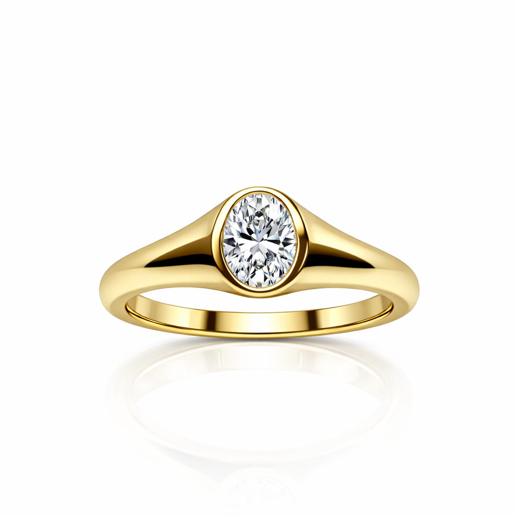 Oval Diamond Signet Ring